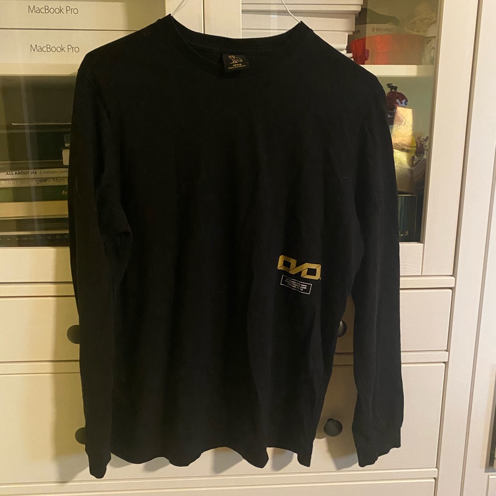 Ovo Black Long Sleeve Tee With Gold Logo